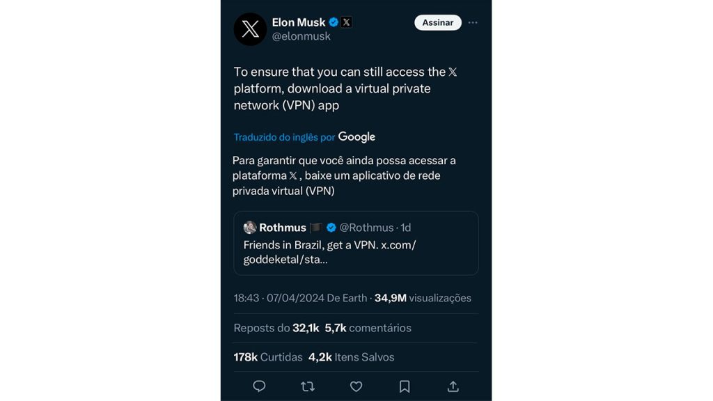 Imagem: Rede Social X
